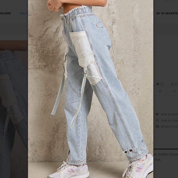 POL Light Blue and White Straight Leg Pants - Picture 5 of 9